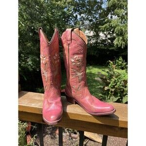 Bed Stu Cowboy Boots Womens 8.5 Cobbler Series Leather Floral Birds Western Pink
